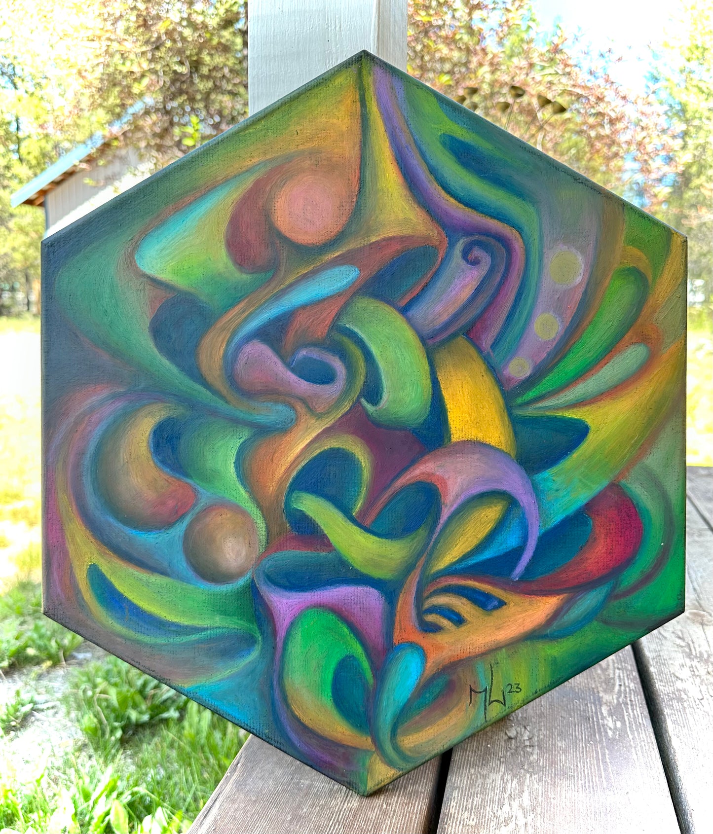 Oil Pastel Flow Study Original Drawing