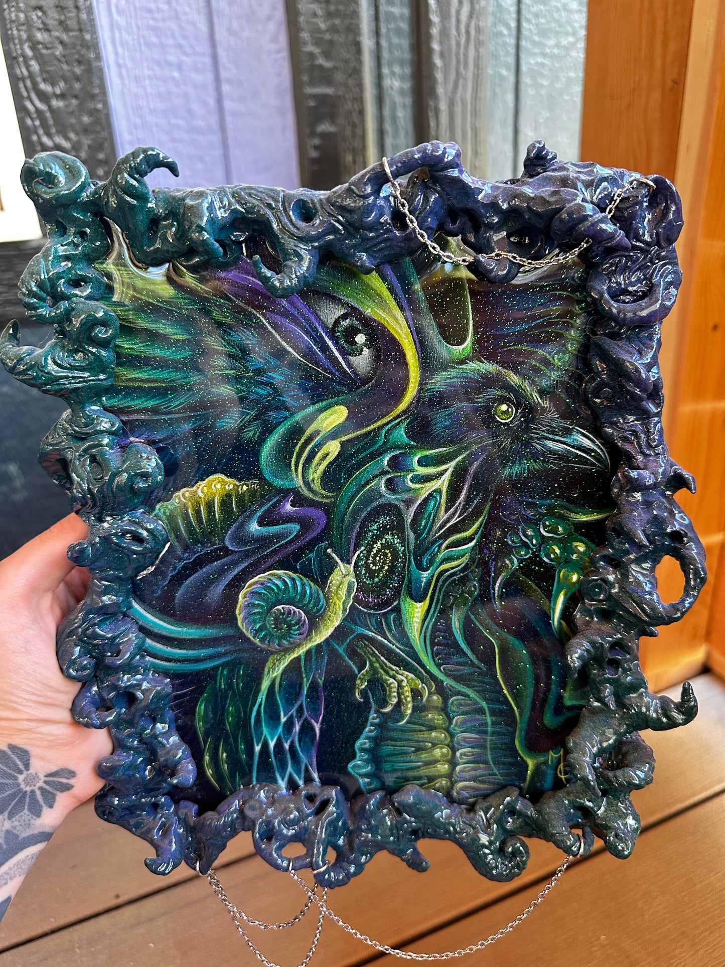 Call of the Crow Original Painting and Frame
