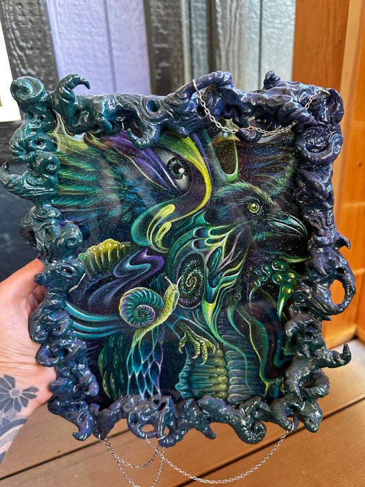 Call of the Crow Original Painting and Frame
